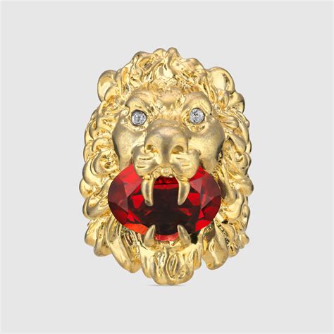 fake gucci lion ring with crystal|is gucci jewelry real gold.